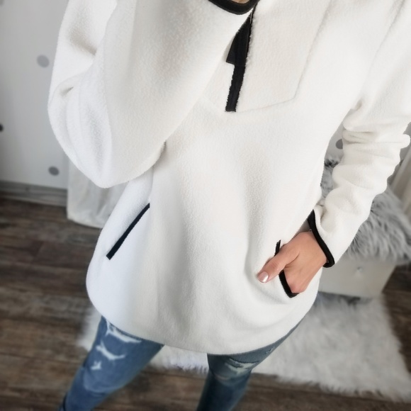 Snow White Fleece Pocket Pullover Jacket Fall Winter Jackets - Picture 10 of 12